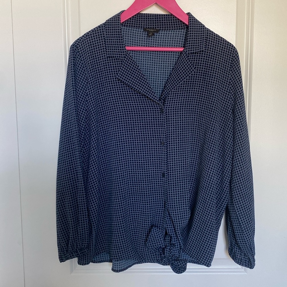 Ann Taylor Factory Long Sleeve Button Up with tie front